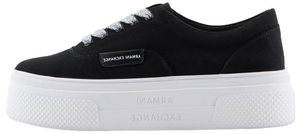 Armani Exchange Mujer Negro Zapatillas Deportivas De Lona Sostenible Para 36.5 Eu