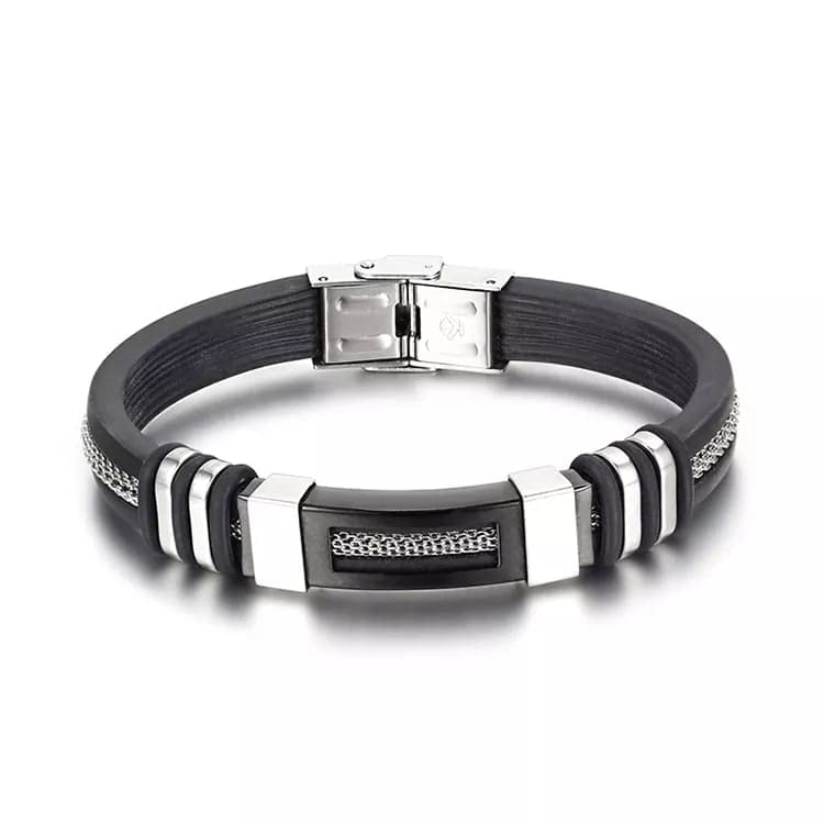 Brizberry® Titanium Steel Vegan Leather Micro Insert Bracelet for Men & Boys, Montana (Black) (B0C2ZNZ35G) Amazon Price History, Amazon Price Tracker