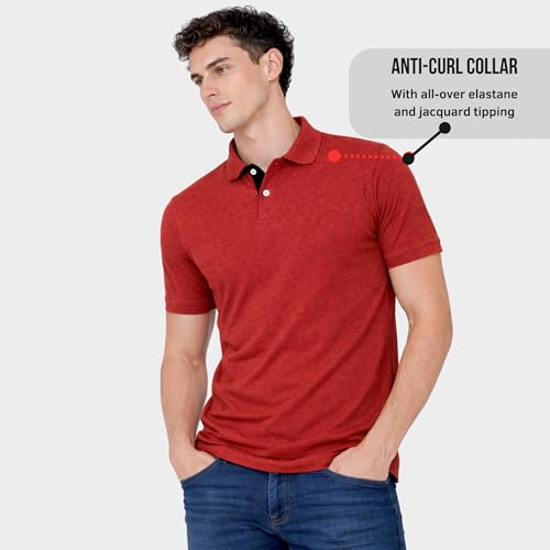 Image of Men's Cotton Polo T-Shirt | Solid Regular Fit Polo Neck T-Shirt | Half Sleeve Casual & Office Wear | Soft Breathable Summer T-Shirt for Men