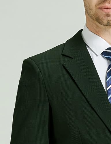 MoranX Tailored Men's Suits Slim Fit 3 Piece Checked Wool Business Jacket Wedding Blazer+Waistcoat+Trousers3