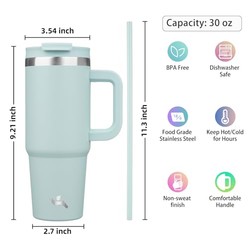 Image of Konokyo 30 oz Insulated Tumbler Water Bottle with Handle, Straw Lid