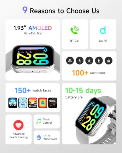Arteedom Smartwatch for Men Women 1.93in HD Gray — view 3