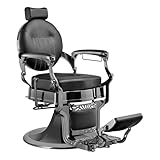 Ahsen Professional CAESAR+ Serie Barberstuhl mit Hydraulikpumpe, verstellbarer Rückenlehne & Kopfstütze, ausziehbarer Fußstütze, Aluminiumdruckgussrahmen, ergonomischer Friseurstuhl für Barber & Salon