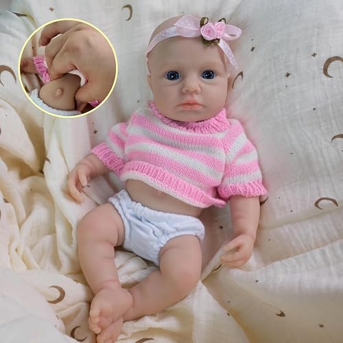 RXDOLL Muñecas de bebé Micro Reborn de 8 pulgadas, de silicona de platino sólido, cuerpo completo, muñeca de bebé realista de tamaño premium que se ve real muñecas Reborn de silicona completa