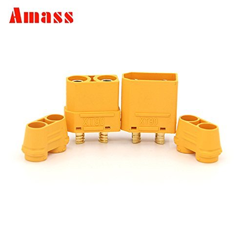 FLY RC5Pairs Amass XT90 XT90H (XT90 with Sheath Housing) 4.5mm Banana Connector Gold Plated Max.40A Continuous/90A Peak Current for Lipo Battery ESC PDB