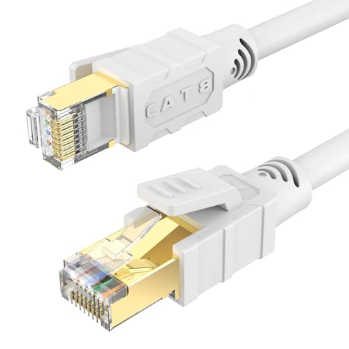 Cable Ethernet Cat8 60ft Blanco RJ45 Alta Velocidad miniatura 1