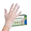 [100 Pack] Clear Powder Free Vinyl Disposable Plastic Gloves