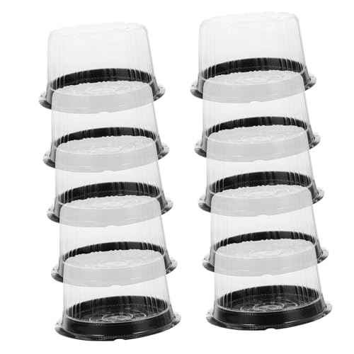 STOBAZA 10Pcs Clear Round Cake Box Cake Carrier for Bakery Display for Birthday Parties Weddings and Transporting Cakes Easy Assembly and Lightweight Design