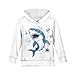 ZFRXIGN Shark Hoodie Girls Sweatshirts Cartoon Shark Sweaters Fashion Hooded Sweatshirt 12-14 Kids Pullover Hoody Sweater with Pockets Outfits Novelty 3D Graphic Shirts White