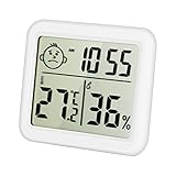 CALISTOUK Termómetro Higrómetro Digital Mini Termómetro Interior del Higrómetro,8cm de Espesor|Tiempo|Medición de Temperatura y Humedad para Hogar Oficina Dormitorio Jardín