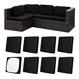 MRGSDL 8Pcs Patio Cushion Covers,Outdoor Cushions Covers,Stretch Cushion Covers Replacement, Washable and Reusable Furniture Protectors(Black)