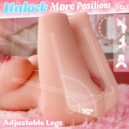 Image of BIG SHOCKED Sex Doll Pocket Pussy - Life Size Natural Full Bust & Hips with Soft Touch Male Sex Toy, Torso Sex Dolls Built-in Adjustable Skeleton with Realistic Textured Tunnel Sex Toys for Men