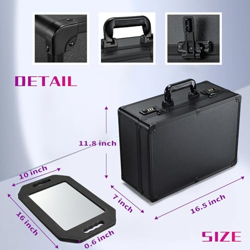 Barber Accessories Case, Profesional Barbers Briefcase Tool Case, Barber Cases for Clippers and Supplies, Hair Scissors Clippers Trimmer Organizer, Barbers Suitcase with Code Lock (Black with Mirror)