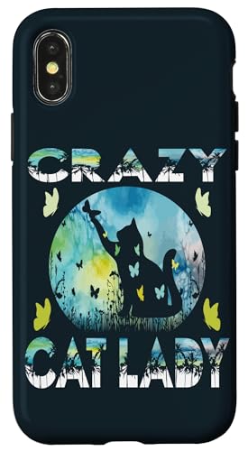 �L�̏����A�N���C�W�[�L���b�g���f�B Cat lady, Crazy cat lady �X�}�z�P�[�X iPhone X/XS �p