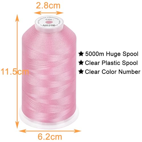 Image of New brothread - Single Huge Spool 5000M Each Polyester Embroidery Machine Thread 40WT for Commercial and Domestic Machines - Lavender Pink