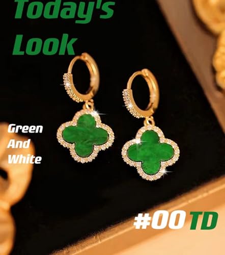 GAUEIOUR St. Patrick's Day Irish Earrings,New Vintage Silver Needle Emerald Green Leaf Earrings, Simple and Lucky Personality Diamond Leaf Earrings,Charm Irish Party Gift(Green) - Image 3