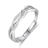 GULICX Anillo de plata de ley 925 maciza para mujeres y hombres, piedra lunar, circonita cúbica, nudo celta, anillos de dedo ajustables para eternidad, compromiso, compromiso, aniversario, boda