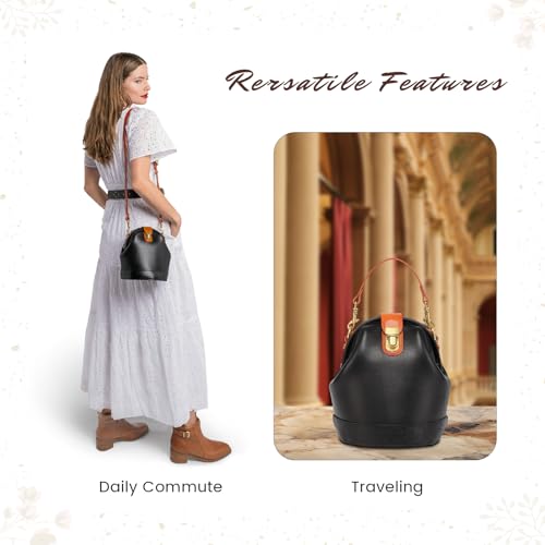 Image of OLD TREND Doctor Bucket Crossbody Handbag | Luxurious and Versatile Bag for Women | Genuine Cowhide Leather