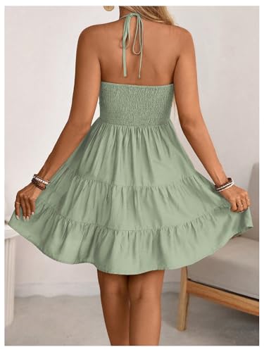 Image of SOLY HUX Women's Summer Mini Dress Halter Backless Flowy Cami Sundress