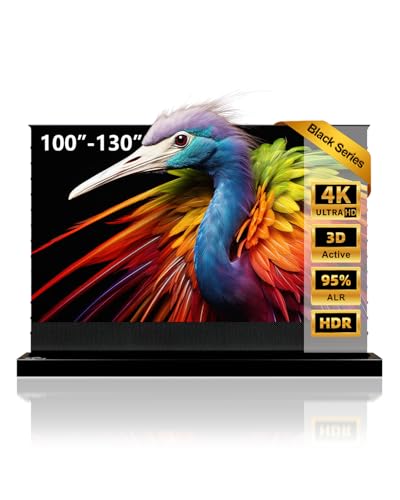 Image of NothingProjector Projector Screen, 130 inch, Ambient Light Rejecting ALR, 4K UHD, Motorized Floor Rising Electric with Remote, Ground Up for Ultra Short Throw Projectors, No Installation NothPJ