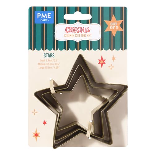 PME Conjunto de Natal de 3 cortadores de bolachas - estrelas