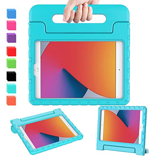 AVAWO iPad 10.2 8th Generation Kids Case 2022, iPad 7th Generation Case 2019, Light Weight Shock Proof Convertible Handle Stand Kids Friendly Case for iPad 10.2 2019 & 2022 and Air 3 - Turquoise