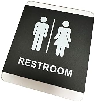 Unisex Square Bathroom Sign in 3D with Self-Stick Adhesive Tape - Restroom Sign Decor - Double Sided Tape, Office or Business, Toilets Sign, Bathroom Decals, Ambiance - Acrylic (Large)