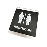 Unisex Square Bathroom Sign in 3D with Self-Stick Adhesive Tape - Restroom Sign Decor - Double Sided