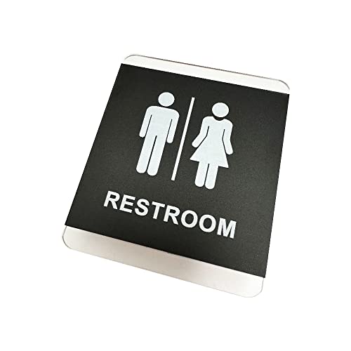 Unisex Square Bathroom Sign In 3D With Self-Stick Adhesive Tape - Restroom Sign Decor - Double Sided Tape, Office Or Business, Toilets Sign, Bathroom Decals, Ambiance - Acrylic (Large) #TOP1