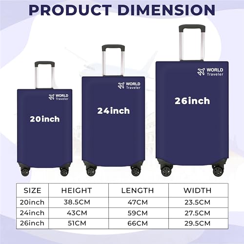 Image of Kraptick Non-Woven Luggage Cover - Waterproof, Dustproof, and Stretchable Luggage Protector Cover, Durable Non-Woven Luggage Case for Trolley (Blue- 20 Inch, 24 Inch, 28 Inch) Combo of 3