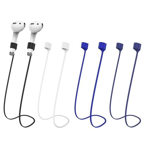 HZQZaoan Magnetic Anti-Lost Straps for AirPods - 4 Pcs Ultra Strong Magnetic AirPods Strap Neck Rope Cord for Girls, Soft Silicone Lanyard for Apple AirPods 1/2/3/Pro Women (Black/White/Blue/Azure)