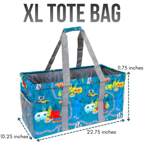 Image of Extra Large Utility Tote Bag - Oversized Collapsible Pool Beach Canvas Basket