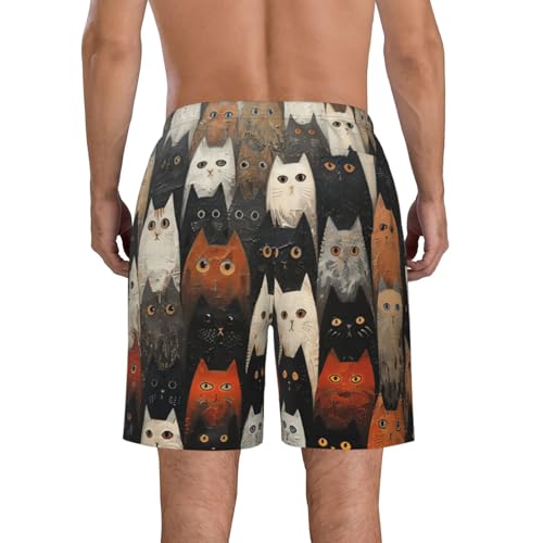 Cat Print Stylish Beach Shorts Swim Trunks Lightweight Breathable Summer Outdoor Activities3