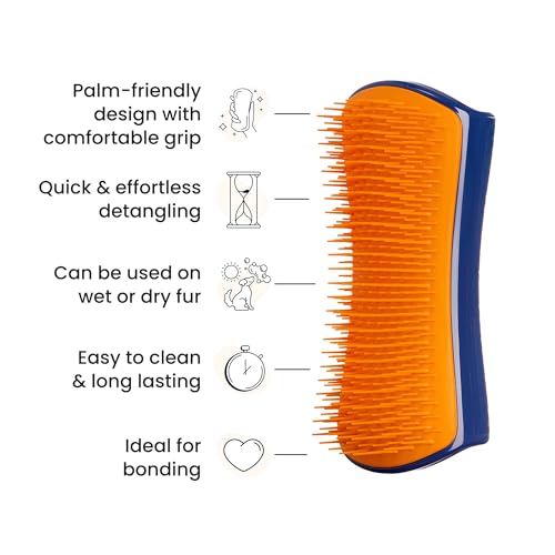 Tangle Teezer Pet Teezer Entwirrungsbürste für große Hunde – Hundebürste für Trocken- oder Badegebrauch – Die perfekte Bürste für Hunde – Marineblau & Orange
