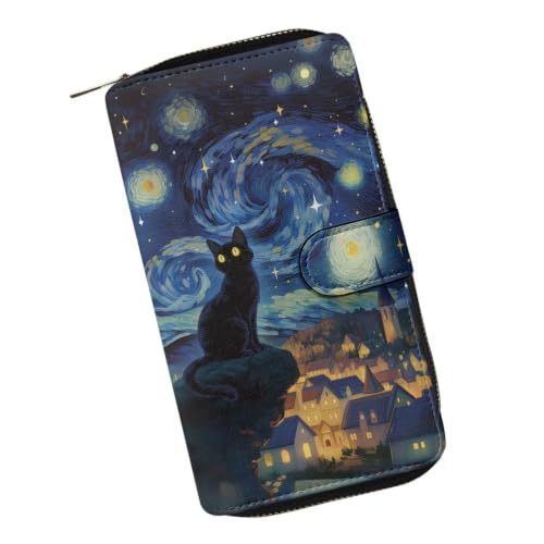 Image of COEQINE Ladies Wallets Pink Leopard Heart Black Printed Leather Phone Long Clutch Purses Check Coin Change Holder