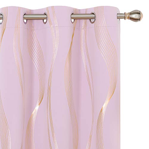 Deconovo Curtains for Living Room, Pattern Blackout Curtains 63 Inches Long