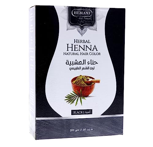 Hemani Herbal Henna Natural Hair Color – Black Henna Hair Dye 200g (7.1 OZ) No Harsh Chemicals, Made with Essential Oils