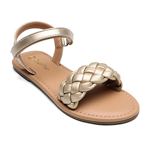 Image of DREAM PAIRS Girls Sandals Classic Open Toe Braided Flat Sandals Summer Dress Shoes