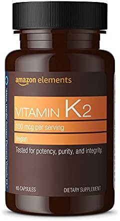 Amazon Elements Vitamin K2 100 mcg, Vegan, 65 Capsules, 2 month supply (Packaging may vary)