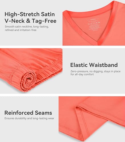 Image of WiWi Viscose from Bamboo Pajamas Set for Women Super Soft Short Sleeve Cooling Summer Plus Size Pjs Sets Sleepwear S-4X