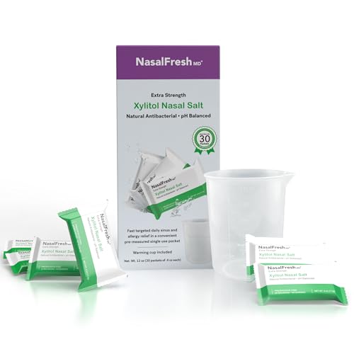 NASALFRESH MD Extra Strength Xylitol Nasal Rinse Packets - 7.5g Clinical Based Formula for Sinus Relief Congestion Allergies - pH Balanced Drug-Free - 30 Individually Wrapped Pre-Measured Sachets