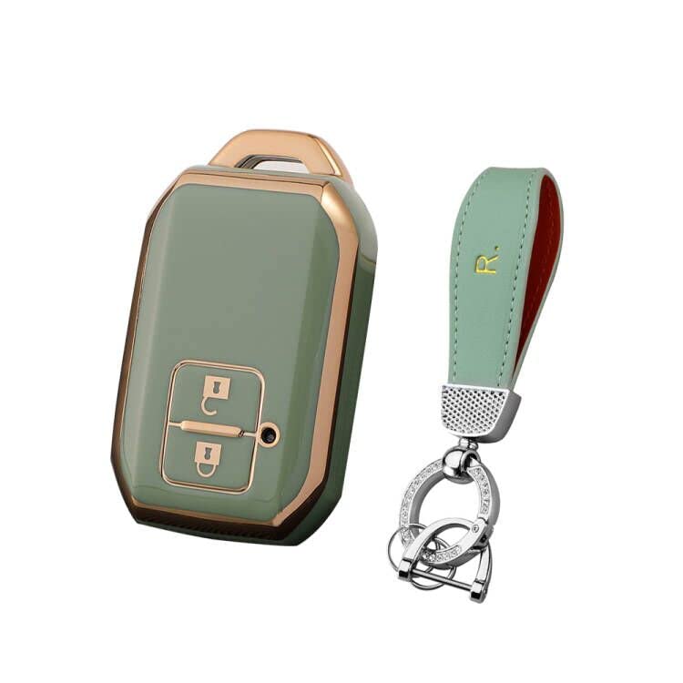 Coque de clé Suzuki Swift haute finition en TPU vert avec anneau métallique