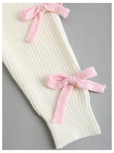 Verdusa Women's Bow Knot Open Front Long Sleeve Knitted Crop Cute Cardigan Sweater3