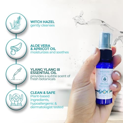 Image of PRISTINE Toilet Paper Spray - As Seen on Shark Tank, More Natural Flushable Wet Wipes Alternative, Spray Toilet Paper to Create Flushable Wipe, Original, 1 fl oz Travel Size