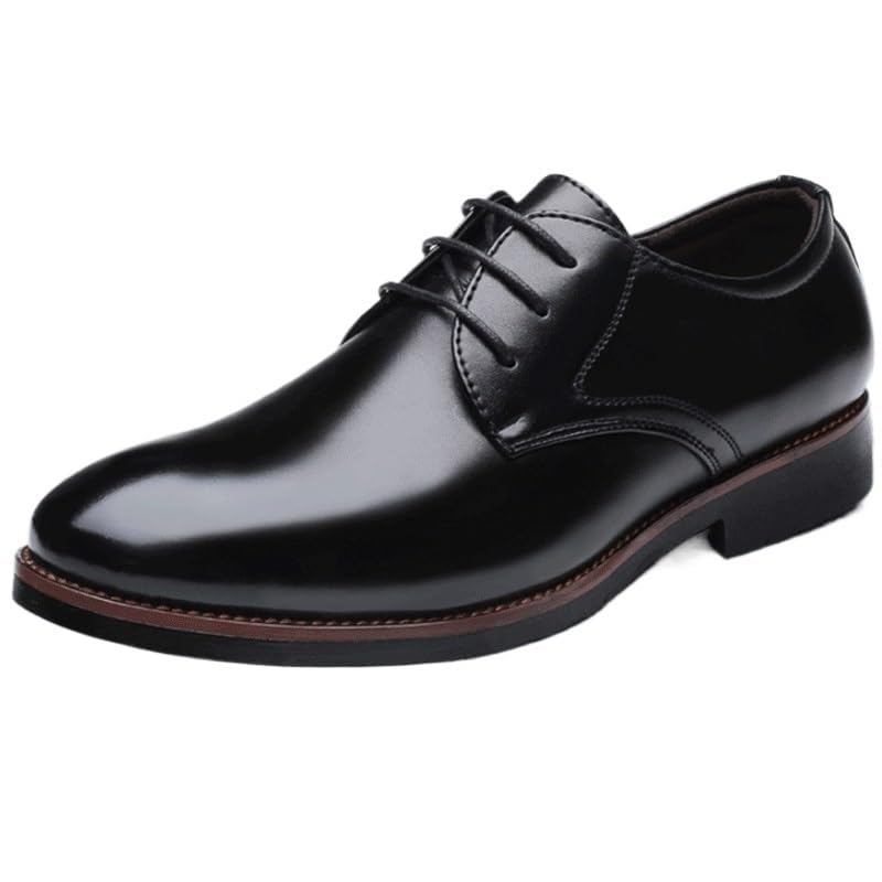 Men's Leather Lace Up Platform Work Oxfords Round Toe Slip Low Top Lug Sole Dress Shoes Business Meeting Office Work Shoes