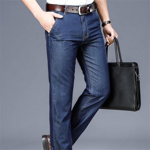 Men's Soft Jeans – Straight Denim Pants Business Work Casual Trousers Plus Size4