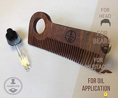 Wooden Hair Comb For Men - Wood Beard Comb For Men - Mustache Comb- Premium Quality Anti-Static Amoora Wood Comb - Great Pocket Size Head Hair Mustache - Men's Hair Brush And Comb - Barber Comb #TOP2