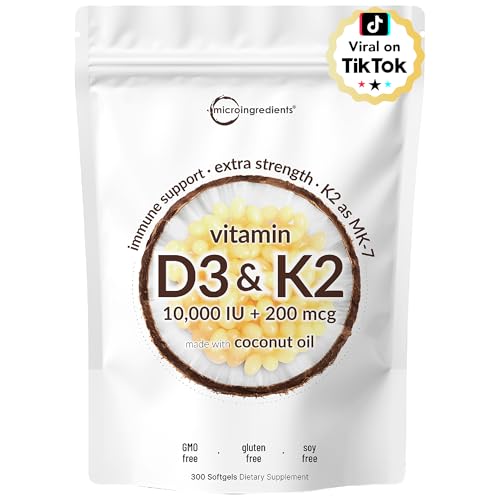 Vitamin D3 10,000 IU + K2 MK-7 200 mcg - 300 Softgels