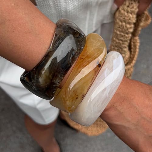 Irregular Square Acrylic Chunky Bangle Bracelets for Women Punk Resin Cuff Bangle Bracelet Set Fashion Colorful Large Statement Bracelets3