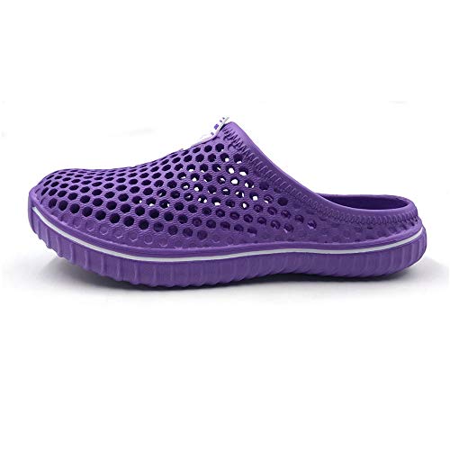 Amoji Garden Clogs Shoes Shower Sandals Yard Beach Plastic Rubber Summer 1702 Purple Size 7 Womenn/5.5 Men